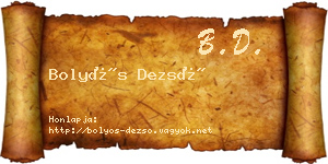 Bolyós Dezső névjegykártya